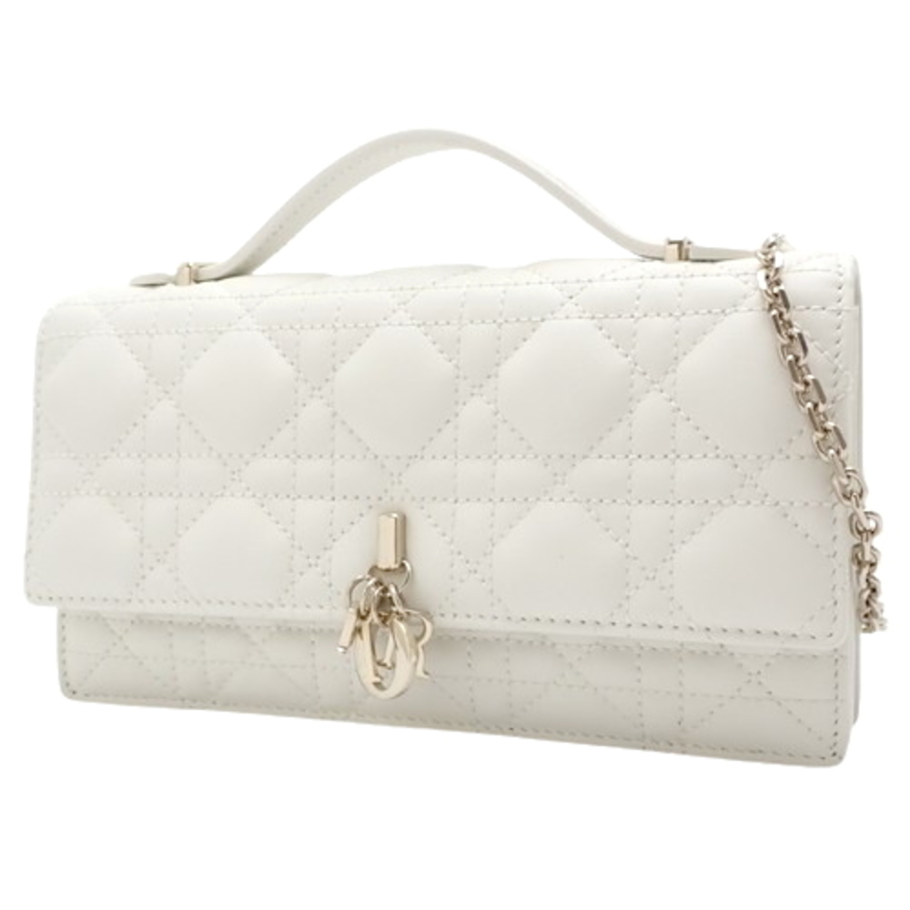 Christian Dior Cannage Miss Dior Handbag Lambskin White